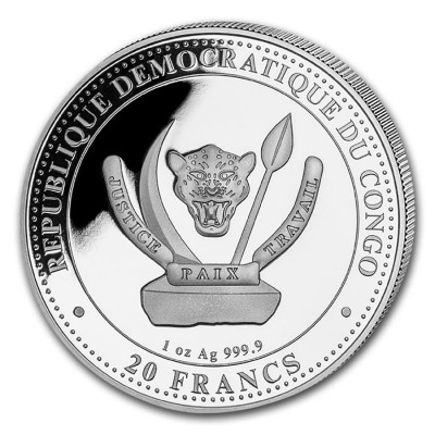 CONGO 20 Francs Argent 1 Once Vie Préhistorique PLESIOSAURUS 2020