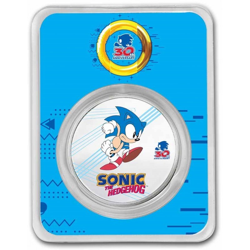 NIUE 2 Dollars Argent 1 Once 30 Ans de Sonic Colorisée 2021 sous Blister