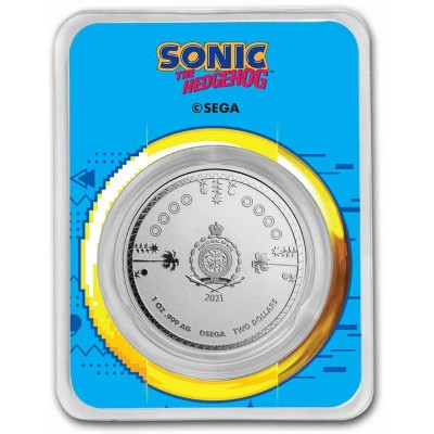 NIUE 2 Dollars Argent 1 Once 30 Ans de Sonic Colorisée 2021 sous Blister ⏰