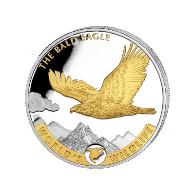 CONGO 20 Francs Argent 1 Once Bald Eagle World's Wildlife 2021 Doré