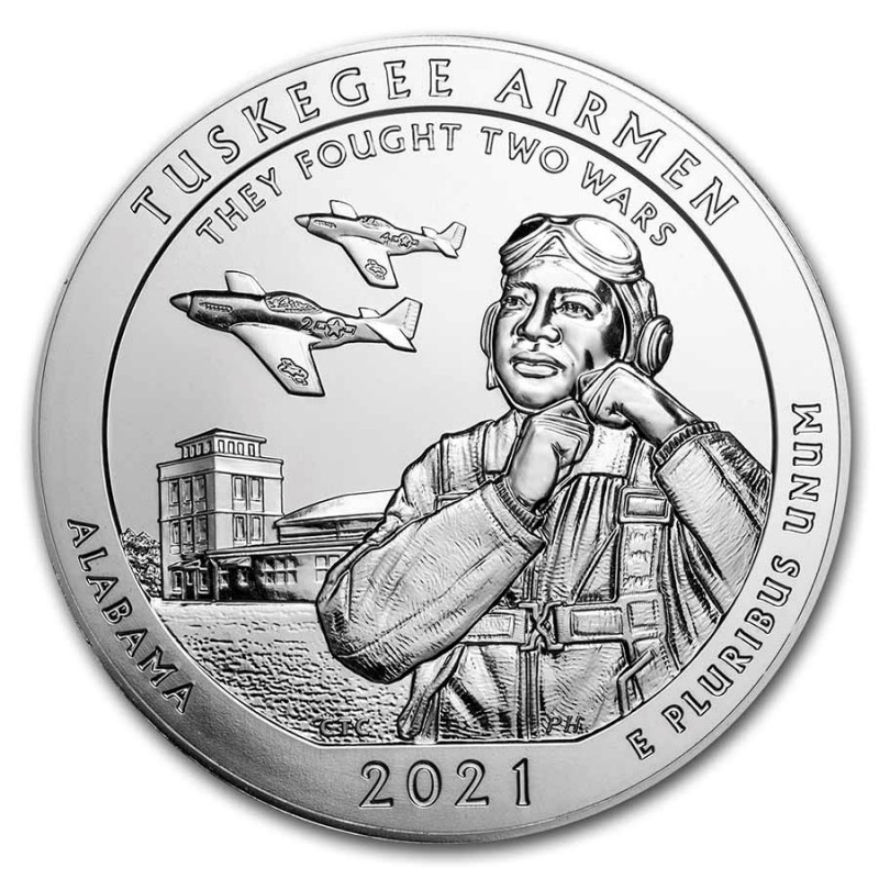 ETATS UNIS Quarter Dollar Argent 5 onces Site Pilotes Tuskegee 2021