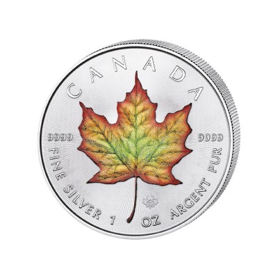 CANADA 5 Dollars Argent 1 Once Maple Leaf 2021 Colorisée