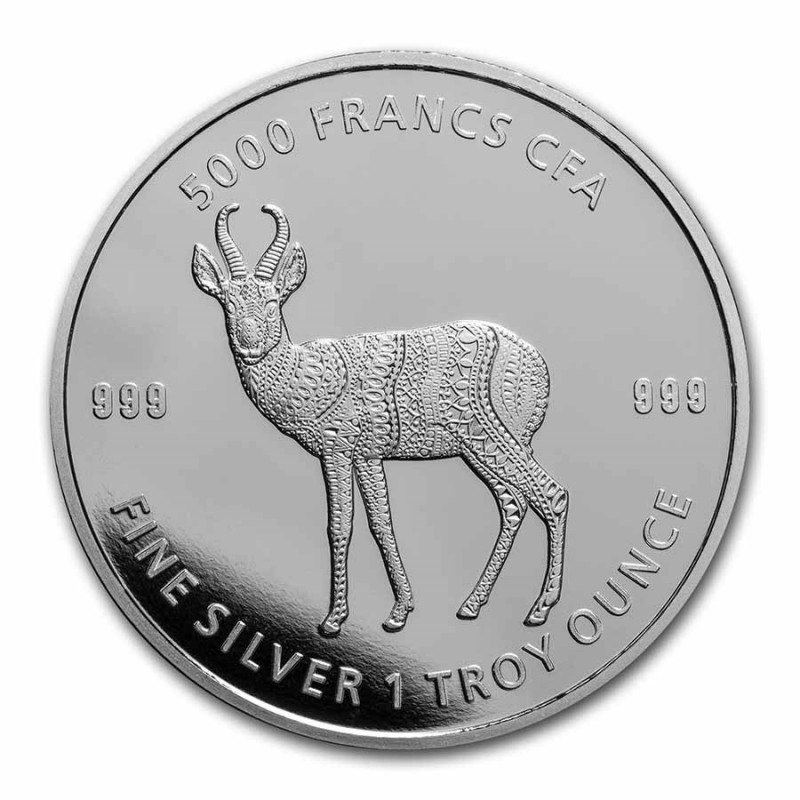 TCHAD 5000 Francs Argent 1 Once Antilope Mandala 2021