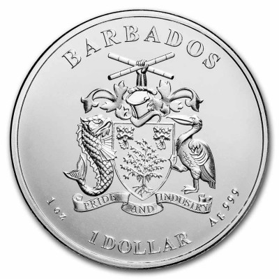 BARBADE 1 Dollar Argent 1 Once Poulpe 2021