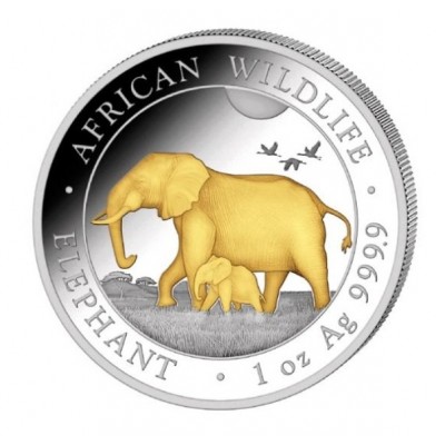 SOMALIE 100 Shillings Argent 1 Once Eléphant Doré 2022