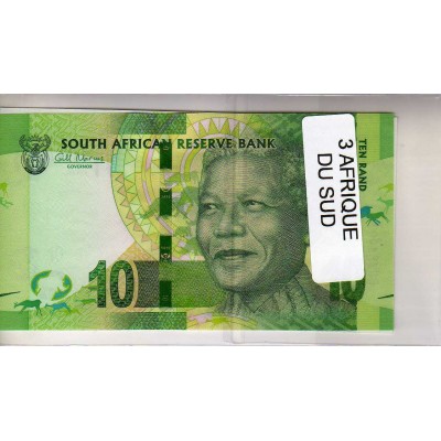 Lot de 3 billets de Banque neufs d'Afrique du Sud tous différents