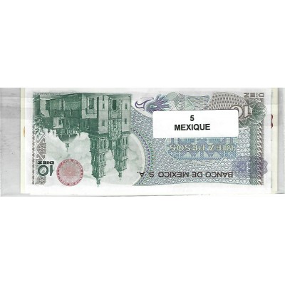 Lot de 5 billets de Banque neufs du Mexique tous différents