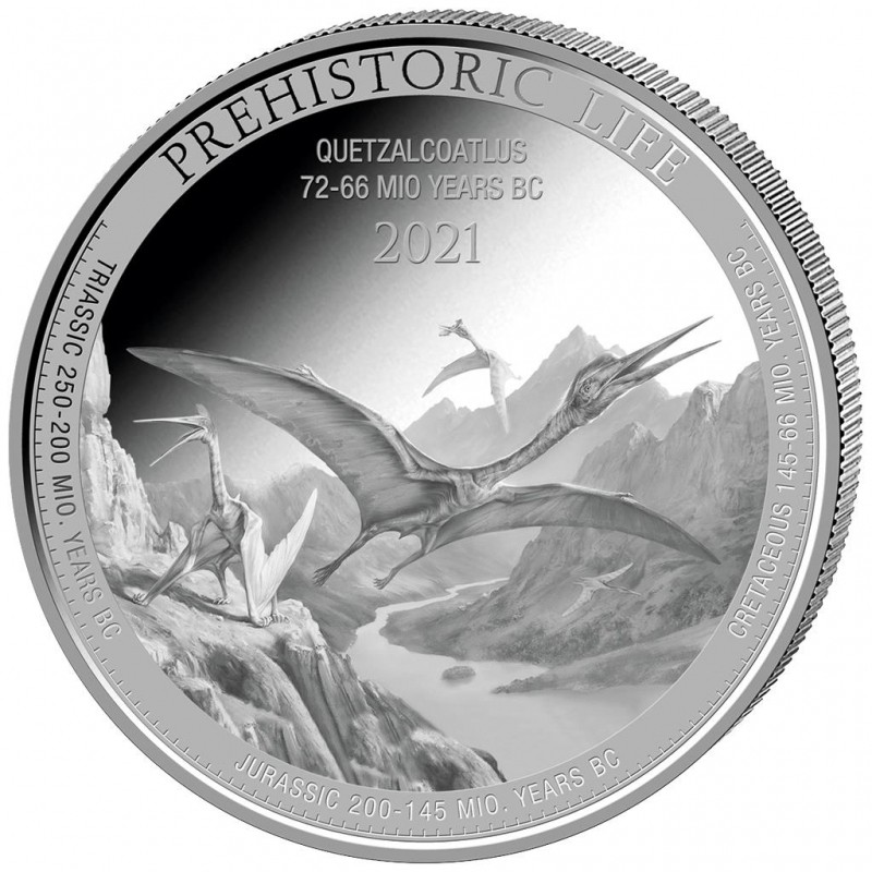 CONGO 20 Francs Argent 1 Once Vie Préhistorique Quetzalcoatlus 2021 ⏰