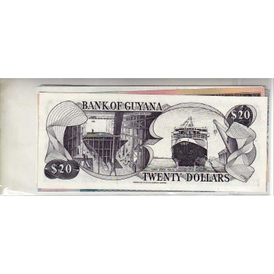 Lot de 5 billets de Banque neufs de Guyane tous différents