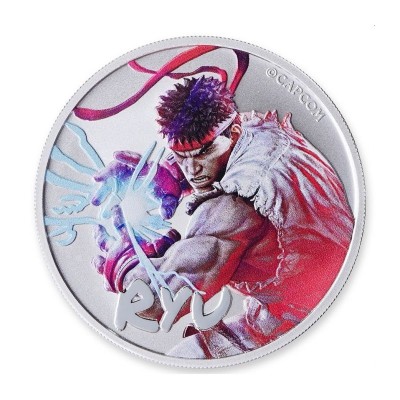 TUVALU 1 Dollar Argent 1 Once Couleur Street Fighter Ryu BU 2021 ⏰
