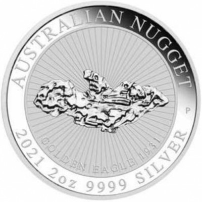 AUSTRALIE 2 Dollars Argent 999/1000 2 Onces Nugget Golden Eagle 2021