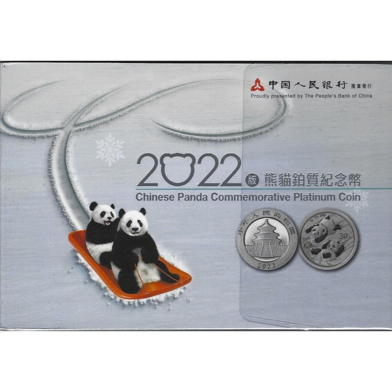 CHINE Platine 1 gramme Panda 2022 ⏰