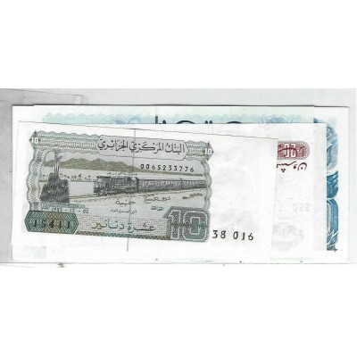 Lot de 5 billets de Banque neufs d'Algérie tous différents