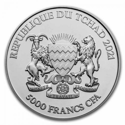 TCHAD 5000 Francs Argent 1 Once Phacochère Mandala 2021