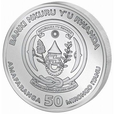 RWANDA 50 RWF Argent 999/1000 1 Once Pélican 2022 ⏰