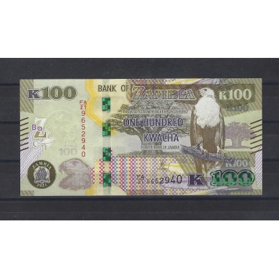 ZAMBIE Billet 100 Kwacha 2021