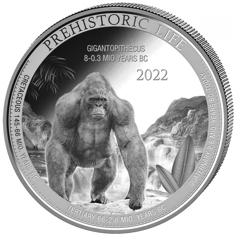 CONGO 20 Francs Argent 1 Once Vie Préhistorique Gigantopithecus 2022