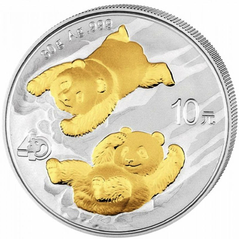 CHINE 10 Yuan Argent 30 grammes Panda Doré 2022