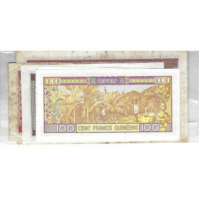 Lot de 5 billets de Banque neufs de Guinée Française tous différents