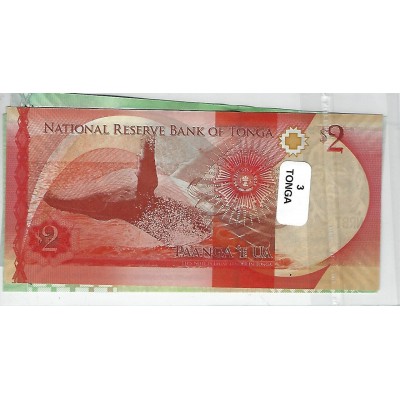 Lot de 3 billets de Banque neufs de Tonga tous différents