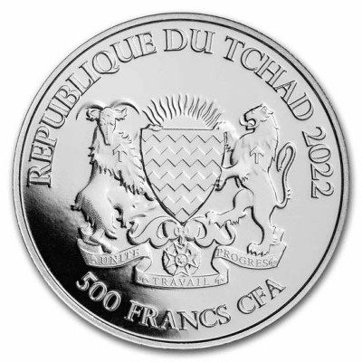 TCHAD 500 Francs Argent 1 Once Coq 2022 - Celtic Animals