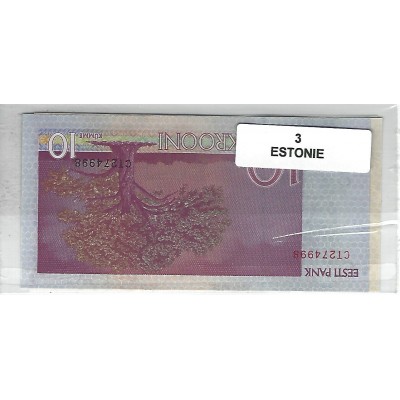 Lot de 3 billets de Banque neufs d'Estonie tous différents