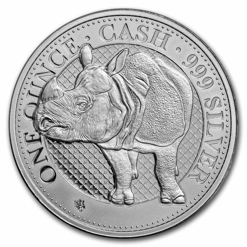 SAINTE HELENE 1 Pound Argent 1 Once Cash Rhino 2022 ⏰