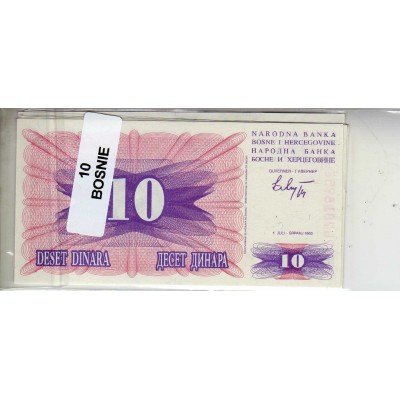 Lot de 10 billets de Banque neufs de Bosnie tous différents