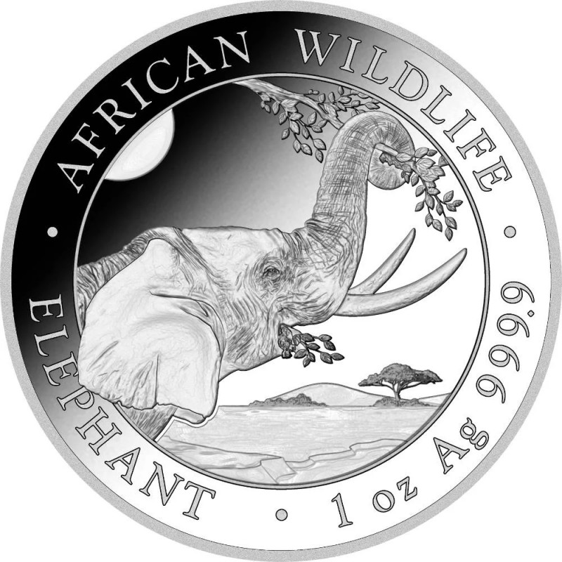 SOMALIE 100 Shillings Argent 1 Once Eléphant 2023
