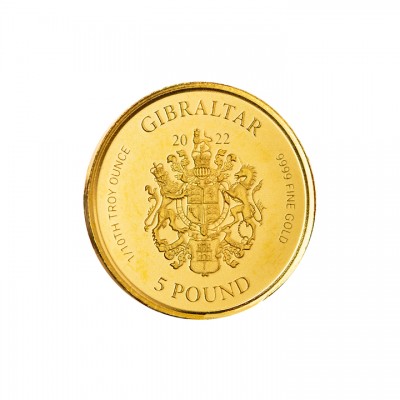 GIBRALTAR 5 Livres Or 1/10 Once Lady Justice 2022