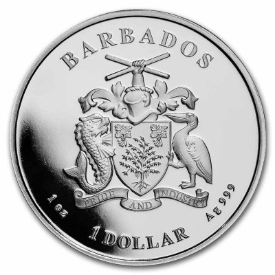 BARBADE 1 Dollar Argent 1 Once Poulpe 2022