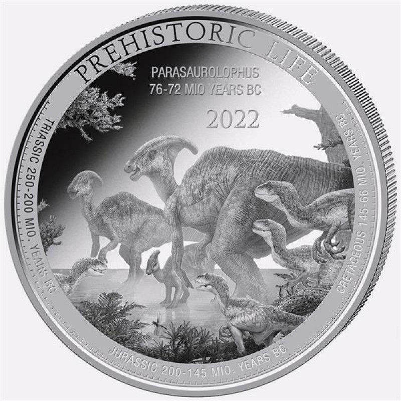 CONGO 20 Francs Argent 1 Once Vie Préhistorique Parasaurolophus  2022