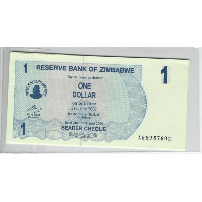 Lot de 5 billets de Banque neufs du Zimbabwe tous différents