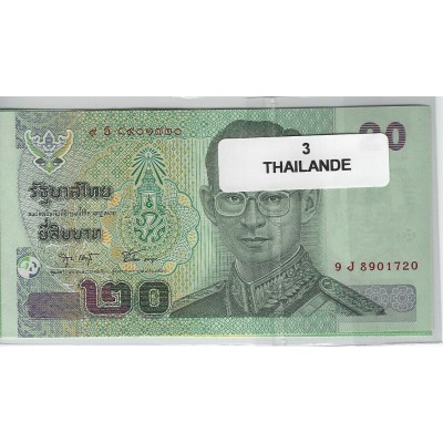 Lot de 3 billets de Banque neufs de Thailande tous différents