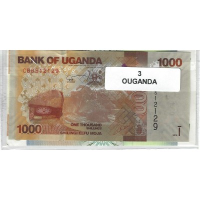 Lot de 3 billets de Banque neufs d'Ouganda tous différents