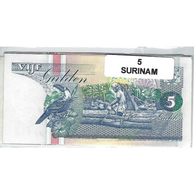 Lot de 5 billets de Banque neufs du Suriname tous différents
