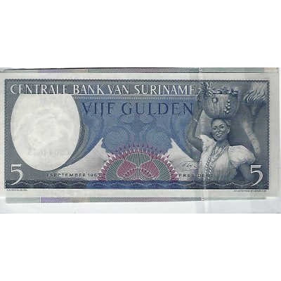Lot de 5 billets de Banque neufs du Suriname tous différents