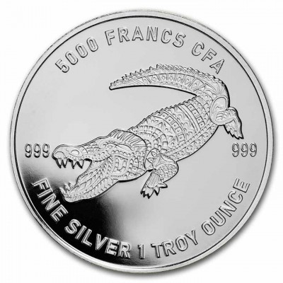 TCHAD 5000 Francs Argent 1 Once Crocodile Mandala 2022 ⏰