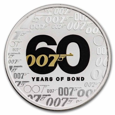 TUVALU 1 Dollar Argent 1 Once 60 Ans James Bond Couleur 2022
