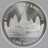 CAMBODGE 3 000 Riels Argent 1 Once Tigres Disparus 2023 ⏰