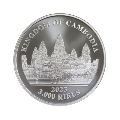 CAMBODGE 3 000 Riels Argent 1 Once Tigres Disparus 2023