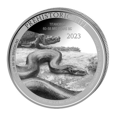 CONGO 20 Francs Argent 1 Once Vie Préhistorique TITANOBOA 2023