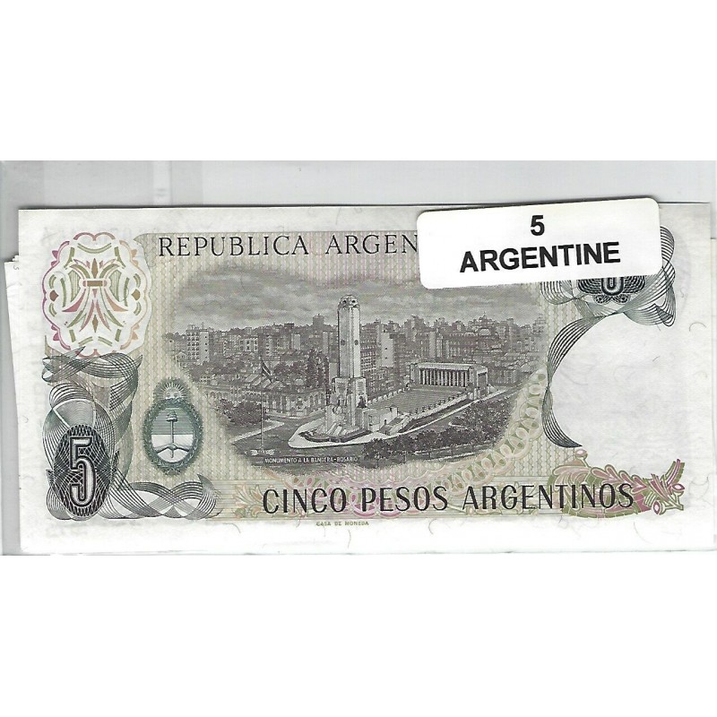 Lot de 5 billets de Banque neufs d'Argentine tous différents