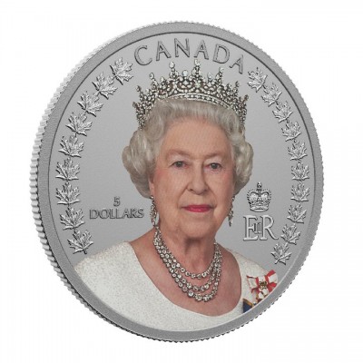 CANADA 5 Dollars Argent Portrait Coloré Reine Elizabeth II 2022 ⏰