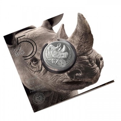 AFRIQUE DU SUD 5 Rand Argent 1 Once Big Five Rhinocéros 2022 ⏰