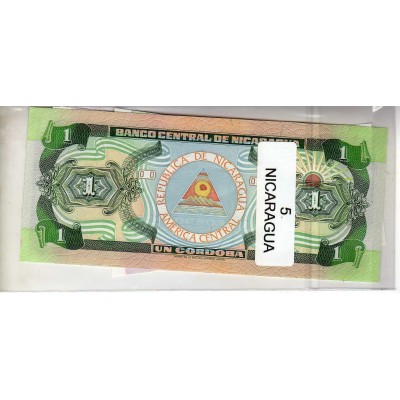 Lot de 5 billets de Banque neufs du Nicaragua tous différents