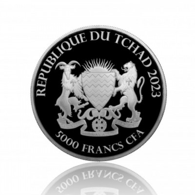 TCHAD 5 000 Francs Argent 1 Once Ours et Taureau 2023 ⏰
