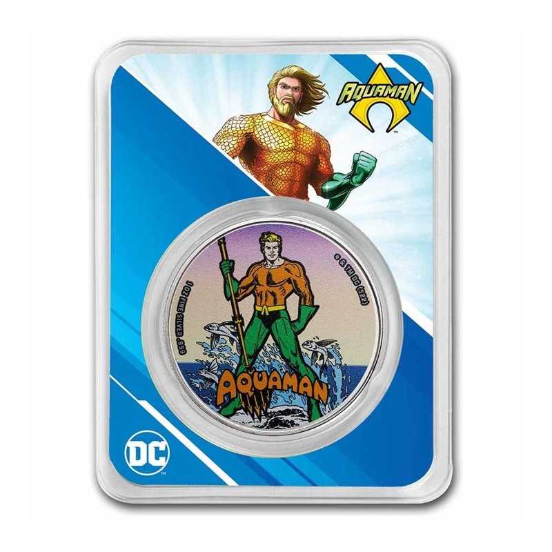 SAMOA 5 Dollars Argent 1 Once DC COMICS Aquaman Couleur 2023 ⏰