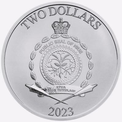 NIUE 2 Dollars Argent 1 Once Donald et Mickey 2023