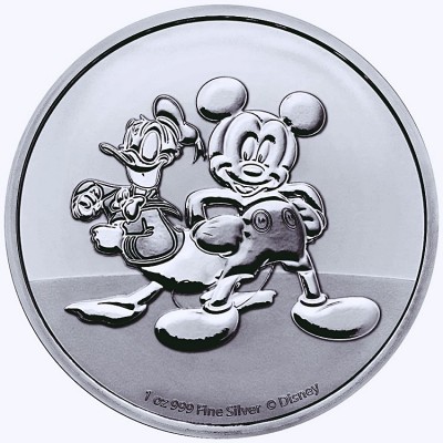 NIUE 2 Dollars Argent 1 Once Donald et Mickey 2023 ⏰